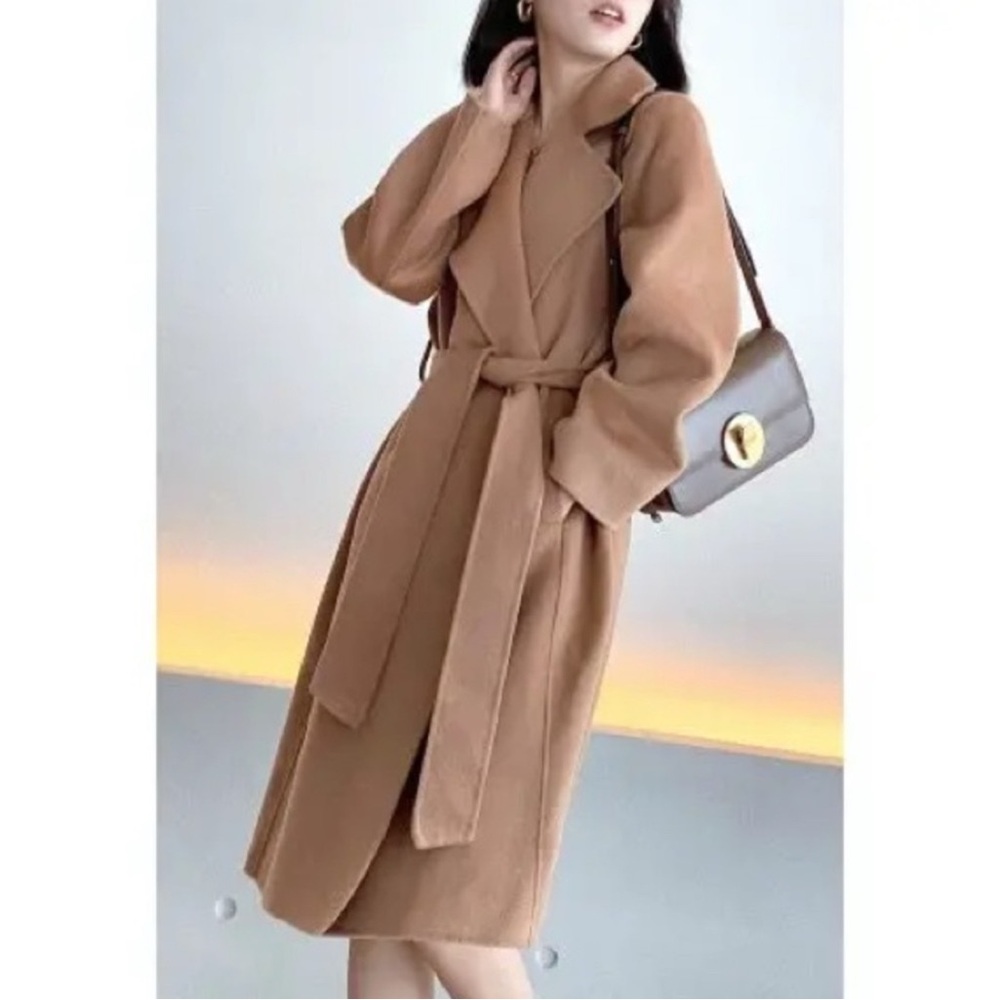 Wool & Silk Blend Denver Camel Coat - Petite Studios NYC XXS